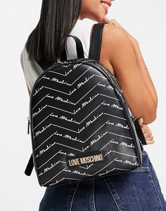 Черный рюкзак со сплошным принтом с логотипом Love Moschino-Черный цвет