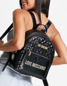 Черный стеганый рюкзак с логотипом Love Moschino-Черный цвет