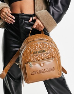 Светло-коричневый стеганый рюкзак с логотипом Love Moschino-Коричневый цвет