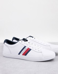 Белые кожаные кроссовки в полоску Tommy Hilfiger Essential-Белый