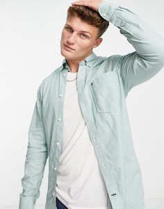 Зеленая оксфордская рубашка узкого кроя в мелкую клетку Tommy Hilfiger-Зеленый цвет