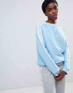 Синий свитшот с тремя полосками adidas Originals