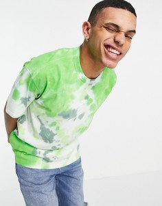Зеленая oversized-футболка из плотного трикотажа с принтом тай-дай Nike Premium Essentials-Зеленый цвет