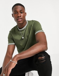 Шалфейно-зеленая футболка с окантовкой Brave Soul-Зеленый цвет