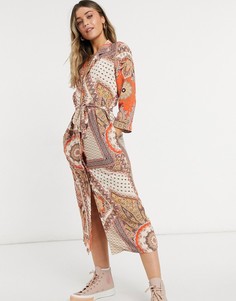 Многоцветное платье на пуговицах с принтом пейсли Object Sun-Многоцветный