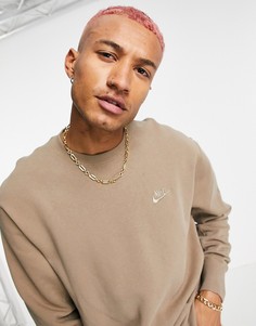 Серо-коричневый классический свитшот из плотной ткани Nike Premium Utility-Коричневый цвет
