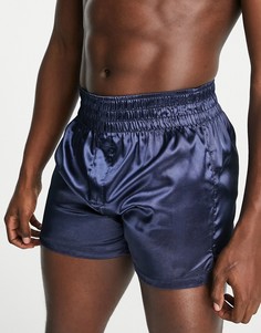 Синие атласные боксеры ASOS DESIGN-Голубой