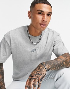 Серая футболка в стиле oversized Nike-Серый