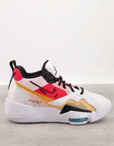 Белые кроссовки с разноцветными вставками Jordan Zoom 92-Многоцветный