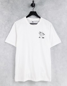 Белая футболка с принтом Йоды на спине adidas Training-Белый