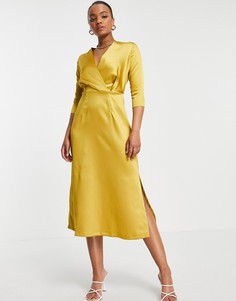 Золотистое платье с запахом и рукавами длиной 3/4 Closet-Желтый