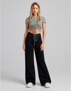 Черные джинсы с очень широкими штанинами в стиле 90-х Bershka-Черный цвет