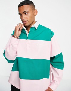 Oversized-рубашка регби свободного кроя в стиле колор блок ASOS Daysocial-Розовый цвет