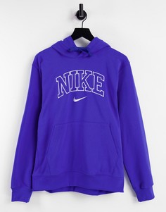 Флисовый худи ярко-синего цвета с логотипом Nike Retro-Голубой