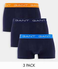 Набор из 3 боксеров-брифов темно-синего цвета с контрастным поясом с логотипом GANT-Темно-синий