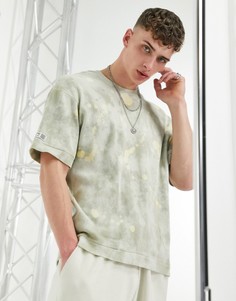 Бежевая футболка с принтом тай-дай Bershka-Светло-бежевый