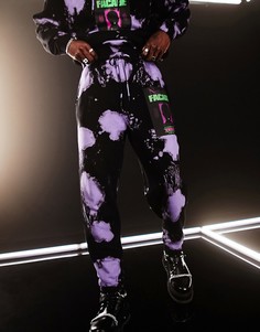 Черно-фиолетовые oversized-джоггеры с принтом тай-дай и надписью от комплекта ASOS DESIGN-Multi