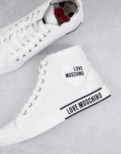 Высокие белые кроссовки с логотипом и пайетками Love Moschino-Белый