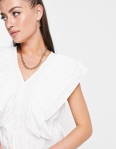 Белая блузка из органического хлопка без рукавов с оборками Vero Moda-Белый