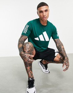 Зеленая футболка с крупным логотипом BOS adidas Training-Зеленый цвет