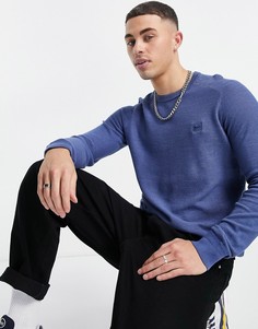 Синий джемпер с круглым вырезом BOSS Amador-Голубой