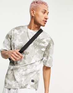 Зеленая футболка в стиле oversized с принтом тай-дай Bershka-Зеленый цвет