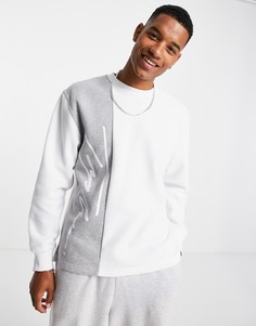 Белый свитшот с круглым вырезом и логотипом Topman