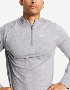 Серый меланжевый свитшот на короткой молнии Nike Running Element