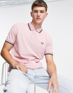 Розовая футболка поло с контрастной синей отделкой Fred Perry-Розовый цвет