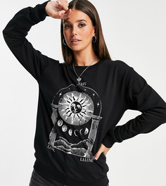 Черный свитшот с принтом в стиле солнцестояния ASOS DESIGN Tall-Черный цвет