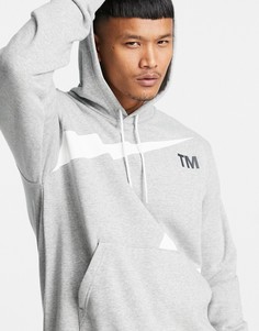 Серый флисовый худи с логотипом-галочкой Nike