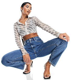 Монохромный сетчатый кроп-топ с монограммой и логотипом ASYOU-Многоцветный