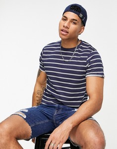 Темно-синяя футболка в полоску с круглым вырезом Brave Soul-Темно-синий