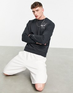 Флисовый свитшот выбеленного черного цвета с логотипом Nike Retro-Черный