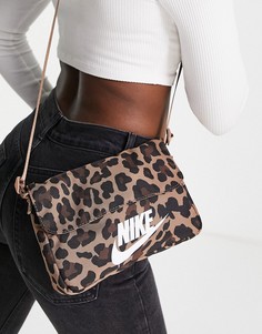 Сумка через плечо для полетов с леопардовым принтом Nike-Коричневый цвет