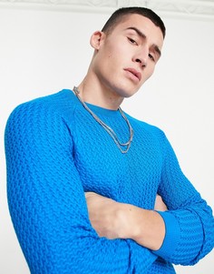 Синий облегающий джемпер из фактурного трикотажа ASOS DESIGN-Голубой
