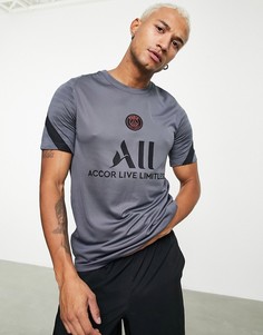 Темно-серая футболка с символикой ФК «Пари Сен-Жермен» Nike Football Paris Saint-Germain Strike-Серый