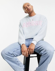 Oversized-свитшот из букле с принтом "Amore" на груди ASOS DESIGN-Фиолетовый цвет