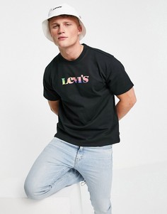 Черная футболка в винтажном стиле с принтом логотипа в стиле тай-дай Levis-Черный цвет Levis®
