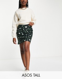Мини-юбка зеленого цвета с цветочным принтом ASOS DESIGN Tall-Разноцветный