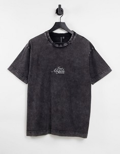 Черная oversized-футболка от комплекта с эффектом кислотной стирки и вышивкой на груди Good For Nothing-Черный цвет