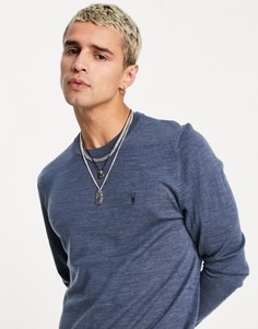 Голубой вязаный джемпер с круглым вырезом из мериносовой шерсти AllSaints Mode