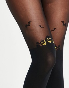 Черные колготки на Хэллоуин с узором в виде тыкв Pretty Polly-Черный цвет