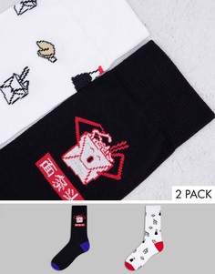 Набор из 2 пар носков до щиколотки с принтом печенья с предсказаниями ASOS DESIGN-Разноцветный