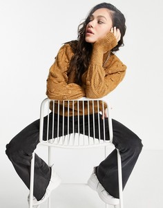 Светло-коричневый джемпер вязки «косичка» с высоким воротником Only-Коричневый цвет