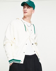 Белая трикотажная oversized-куртка Харрингтон с капюшоном ASOS DESIGN-Белый