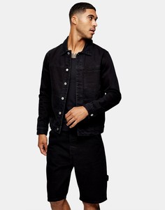 Джинсовая куртка выбеленного черного цвета Topman-Черный цвет