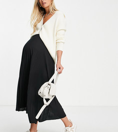 Черная плиссированная юбка миди ASOS DESIGN Maternity-Черный цвет