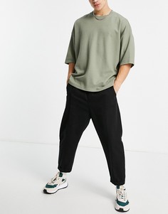 Черные брюки свободного кроя с заниженным шаговым швом Bershka-Черный цвет