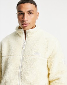 Светло-бежевая куртка из искусственного меха Topman-Белый